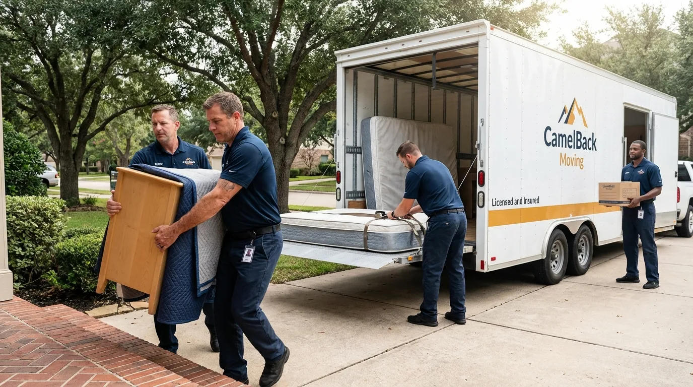 Crew loading residential truck for cross-state move from Lordsburg, NM