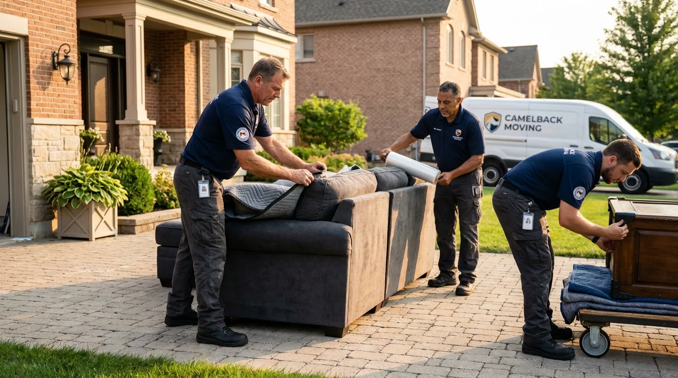 Large estate moving crew wrapping furniture in Lordsburg, NM
